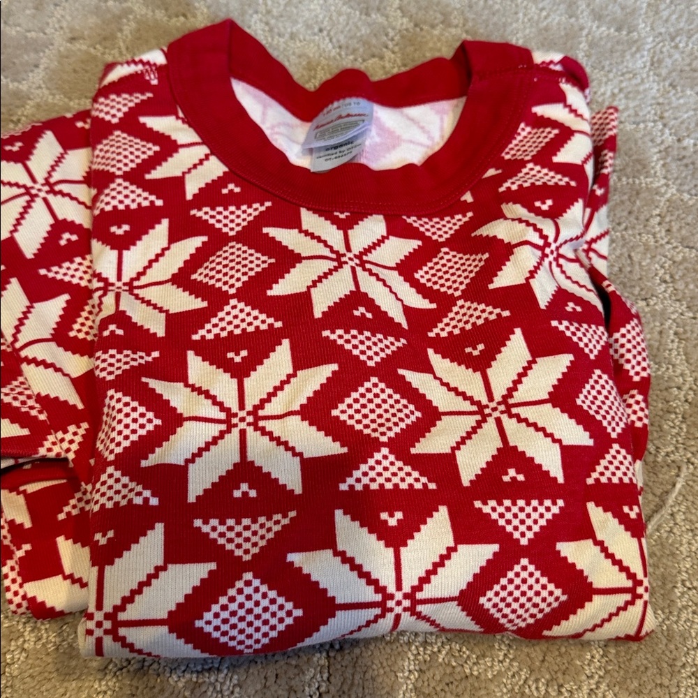 Hanna Andersson Red and White Kids Pajama Top - Nordic Snowflake Print